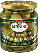 Оливки Monini Nocellara del Belice D.O.P. с косточкой, 300 гр., стекло