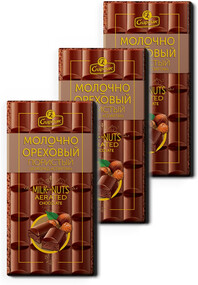 Шоколад  пористый молочно-ореховый 75г Спартак