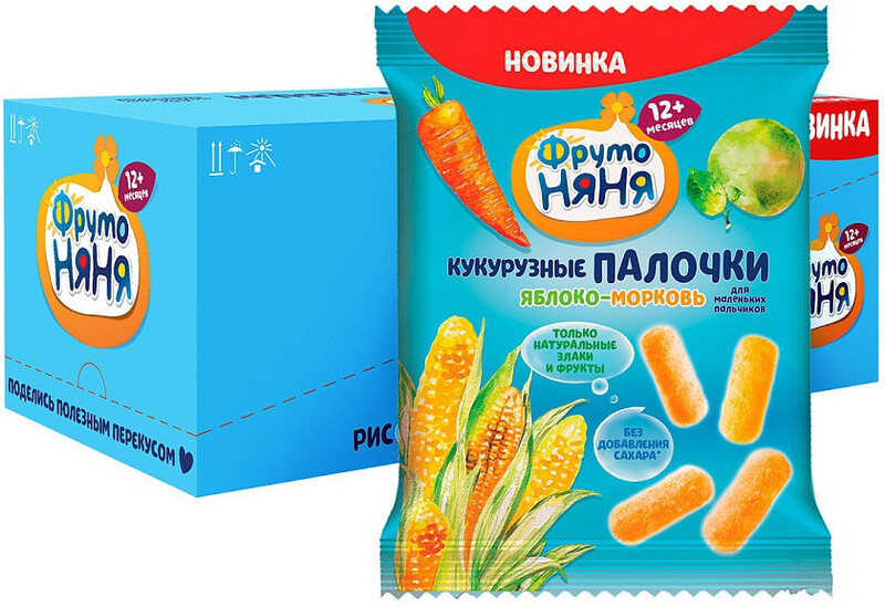 Палочки кукурузные «ФрутоНяня» яблоко морковь с 12 мес, 20 г