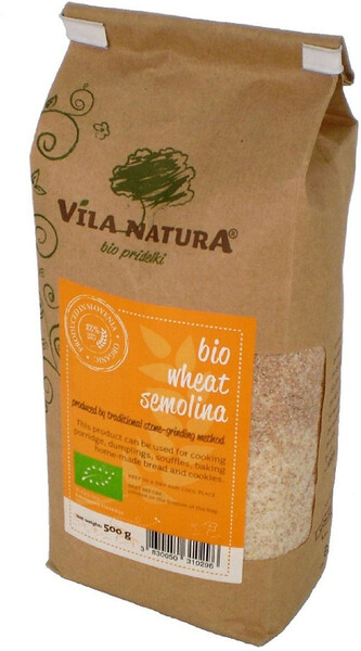 Крупа семолина (манка) пшеничная био жернового помола VILA NATURA organic по 500 граммов