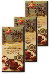 ШОКОЛАД МОЛОЧНЫЙ СПАРТАК С ЦЕЛЬНЫМ МИНДАЛЕМ пенал 90 грамм