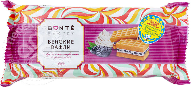 Вафли Bonte Венские со взбитыми сливками и черносливом 150г