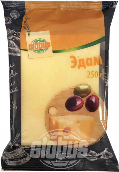 Сыр Эдам Глобус 40%, кусок, 250 г