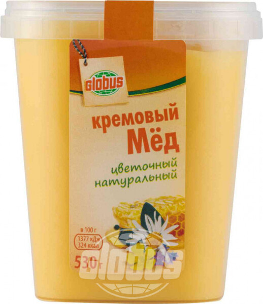 Мёд кремовый Глобус цветочный натуральный, 530 г