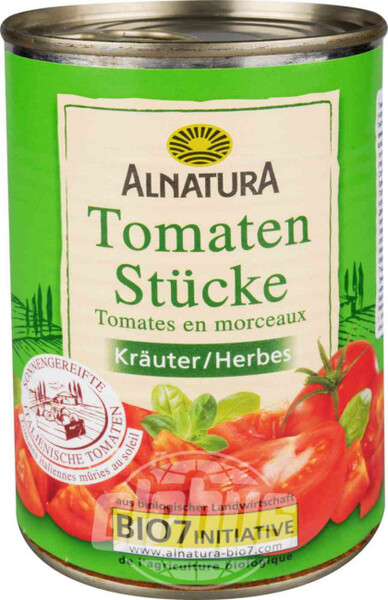 Томаты Alnatura в собственном соку с травами, кусочками, 400 г