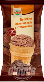 Мороженое пломбир в вафельном стаканчике Глобус шоколадный 15%, 70 г