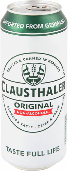 Пиво светлое безалкогольное CLAUSTHALER Original фильтрованное пастеризованное, не более 0,5%, ж/б, 0,5л