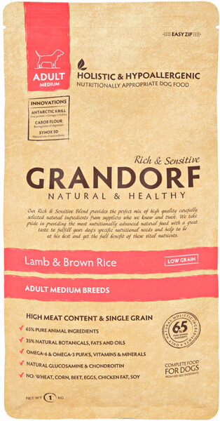 Сухой корм для собак Grandorf Adult all Ягненок с рисом 1кг