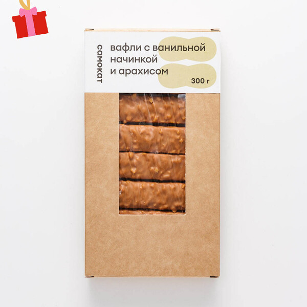 Вафли Самокат с ванильной начинкой и арахисом, 300 г