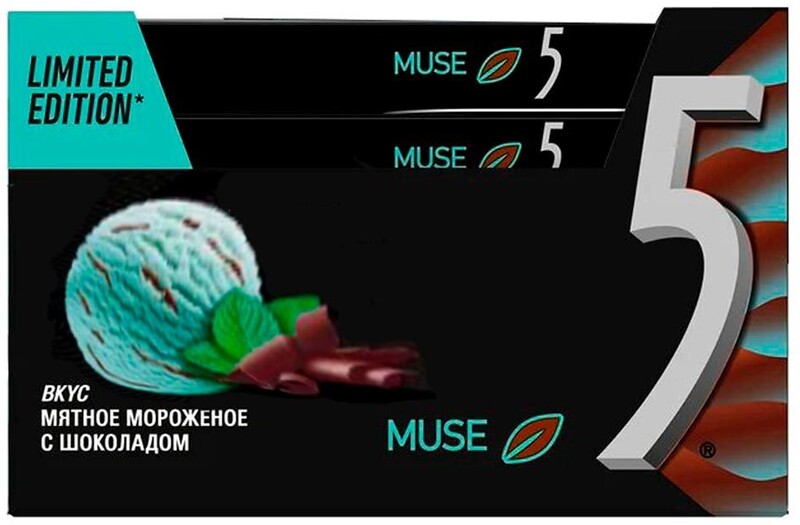 Жевательная резинка Wrigley's Five 5, Muse, мятное мороженое с шоколадом, 31,2 г