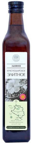 Масло Краснодарское элитное льняное, нерафинированное, 500 мл