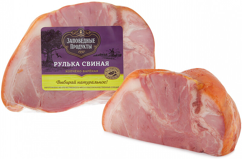 Рулька свиная варено-копченая «Заповедные продукты» без кости, вес