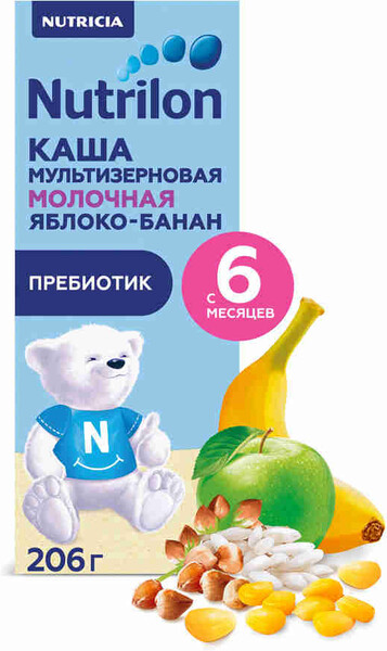 Каша Nutrilon мол. мультизлаковая яблоко/банан 206г