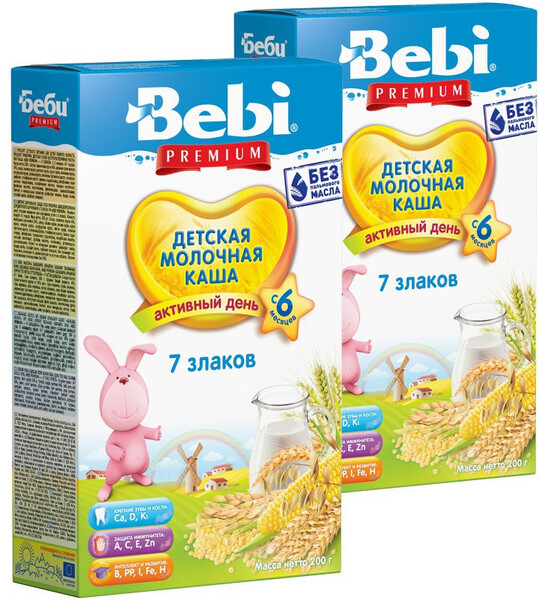 Каша Bebi Premium мол. 7 злаков с 6 мес 200г