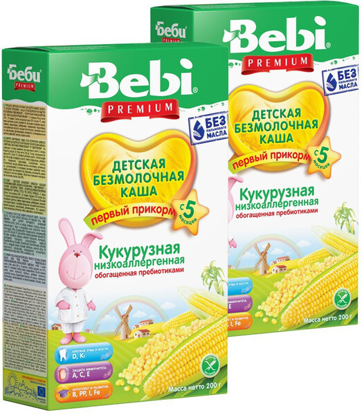 Безмолочная каша Кукурузная низкоаллергенная, c пребиотиками с 5 мес. 200 г