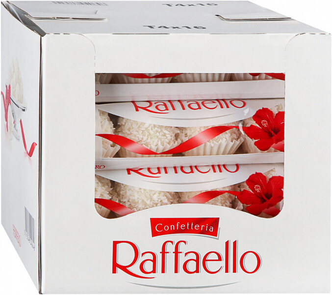 Конфеты Raffaello с цельным миндальным орехом в кокосовой обсыпке 16 штук по 40 г