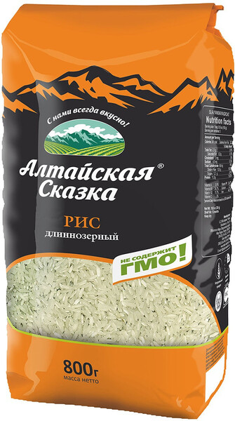 Рис длиннозерный обработанный паром, 800 гр, Алтайская сказка