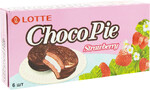 Печенье глазированное LOTTE Choco Pie со вкусом клубники, 168г