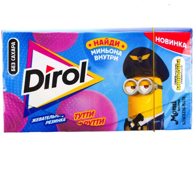 Жевательная резинка DIROL Тутти Фрутти со вкусом фруктов, без сахара, 13,5г