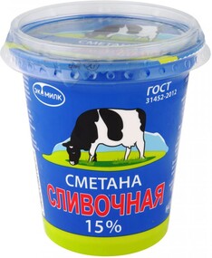 Сметана Экомилк 15% 315г