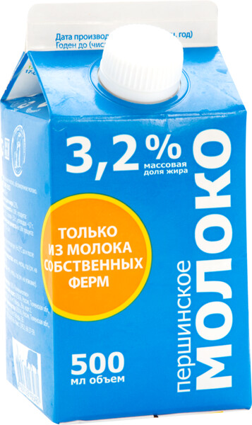 Молоко ПЕРШИНСКОЕ паст. ГОСТ 3,2% п/п без змж 500г