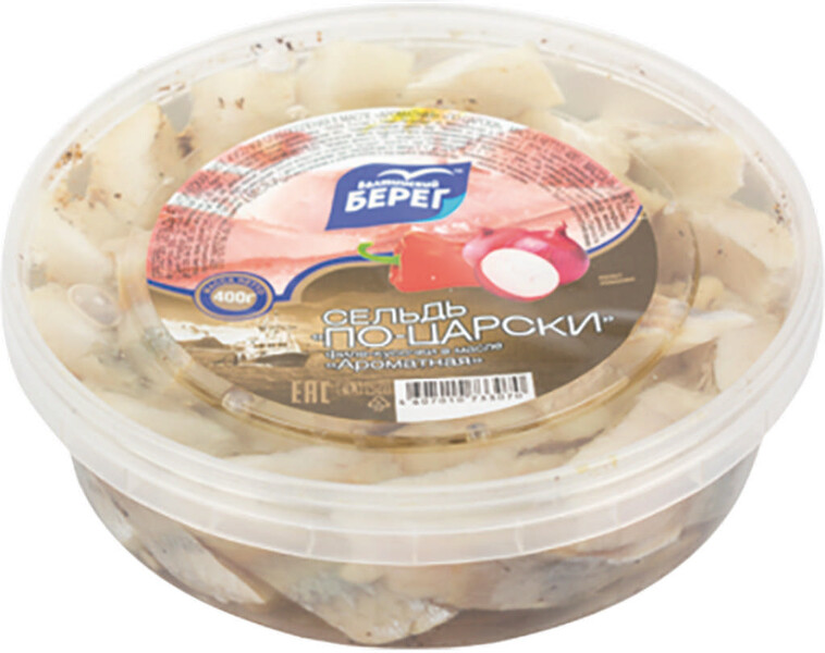 Сельдь филе-кусочки Балтийский Берег По-царски ароматная в масле, 200 г