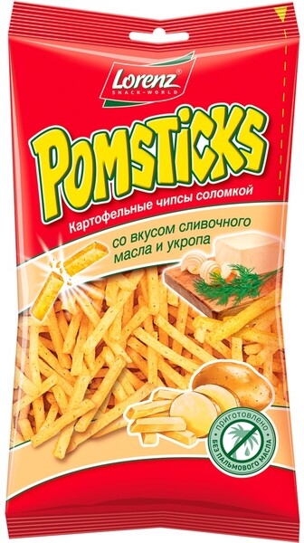 Чипсы картофельные Lorenz Pomsticks со сливочным маслом и укропом, 40 г