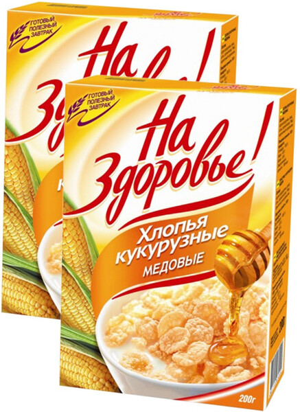 Хлопья кукурузные На Здоровье медовые, 250 г,