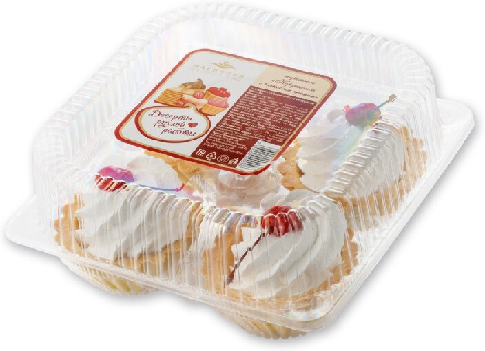 Пирожное Корзиночка с белковым кремом Магнолия 4шт 260г