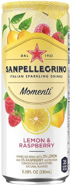 Напиток газированный Sanpellegrino Momenti Lemon & Raspberry 0.33л ж/б Италия