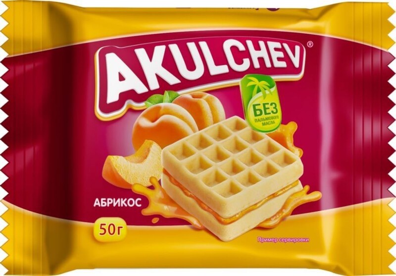 Вафли Венские с абрикосом, Акульчев, 50 гр., флоу-пак