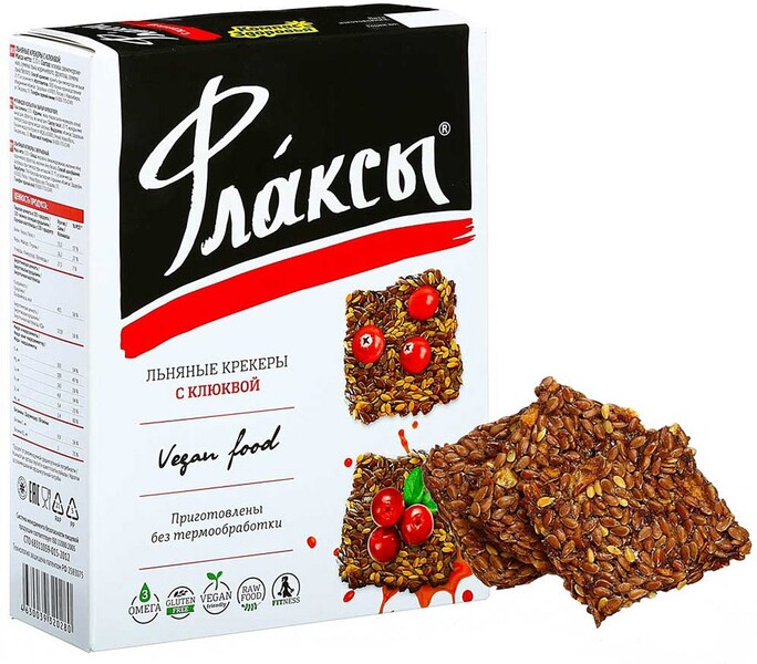 Крекеры Компас Здоровья Льняные Флаксы с клюквой 120 г