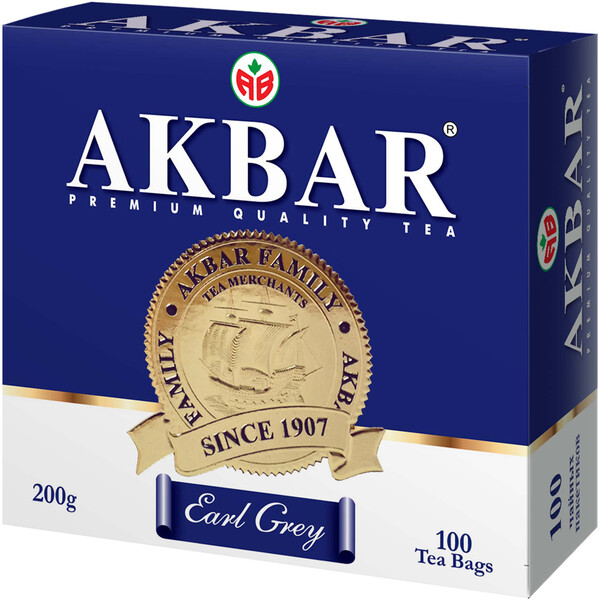 Чай Akbar Earl Gray черный с бергамотом, 100х2 г
