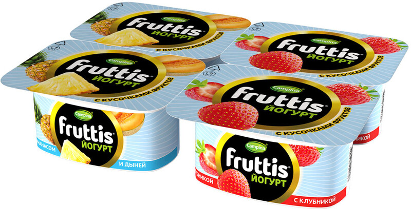 Йогурт Campina Fruttis клубника-ананас-дыня 3%, 110 г