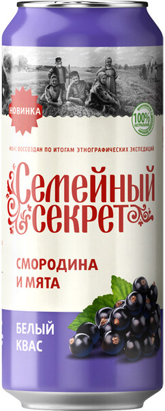 Квас белый Семейный секрет Смородина и мята, 0,5 л