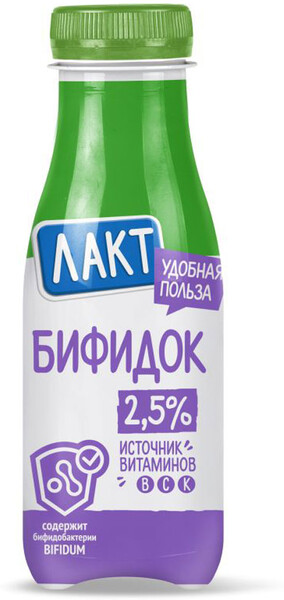 Продукт кисломолочный ЛАКТ обогащ. Бифидобактериями Бифидок 2,5% п/б без змж 290 г