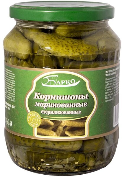 Корнишоны Барко маринованные стерилизованные, 720 мл., стекло