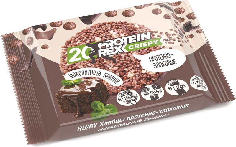 Хлебцы CRISPY протеино-злаковые Шоколадный брауни PROTEINREX, 55 гр., флоу-пак