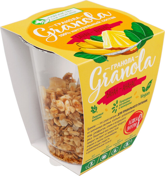 Гранола Лакомства для здоровья Банан-ананас, 60 г
