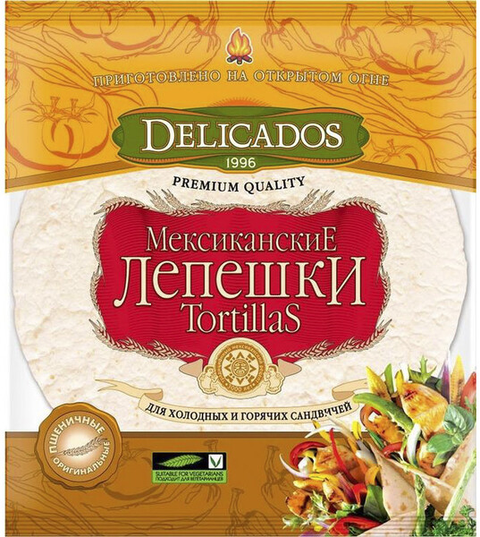 Тортилья Delicados пшеничная 10 дюймов 12 шт в упак., 0.83кг