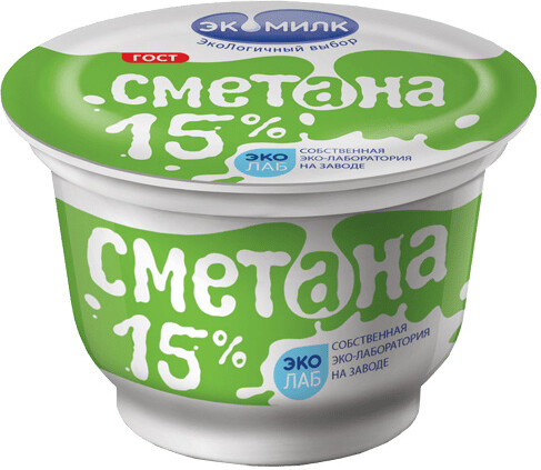 Сметана Экомилк 15% 200г