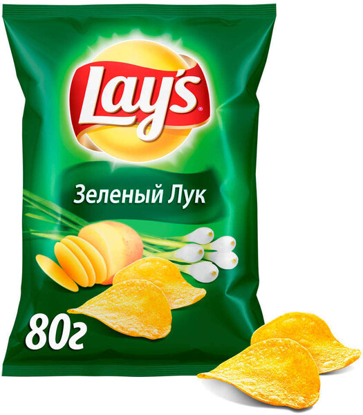 Чипсы картофельные Lays со вкусом зеленого лука 80 г