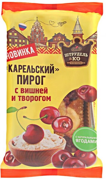 Пирог Штрудель&Ko Карельский с вишней и творогом, 270 г
