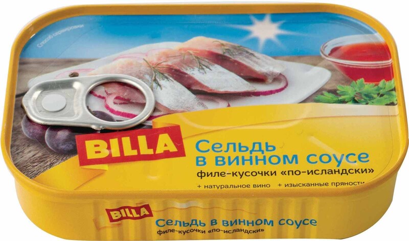 Сельдь Billa по-исландски в винном соусе филе-кусочки 115 г
