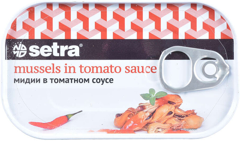 Мясо мидий в пикантном томатном соусе, Setra, 110 грамм
