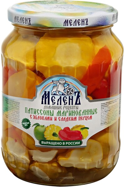 Патиссоны Меленъ маринованные с яблоком и сладким перцем, 670г