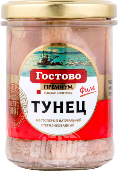 Тунец желтопёрый натуральный Гостово Премиум, 180 г