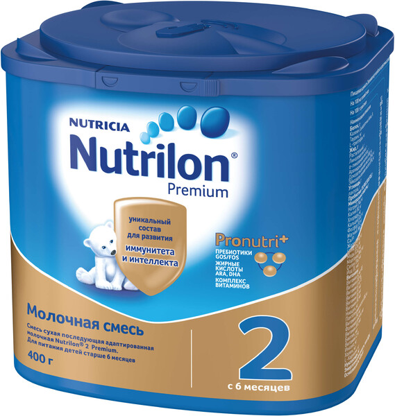 Смесь молочная сухая Nutrilon Nutricia Premium 2 Pronutri+ последующая адаптированная с 6 месяцев 400 г
