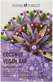 Веганский шоколад с кокосовым сахаром COCONUT VEGAN BAR, ГОРЬКИЙ 70% 50 гр