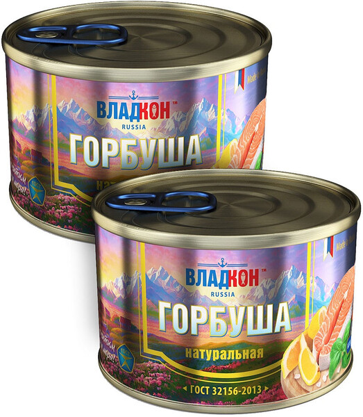 Рыбные консервы Владкон Горбуша натуральная, 250 г